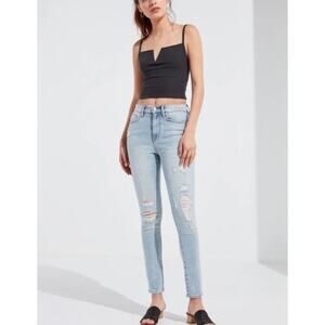 urban outfitters bdg ripped twig high rise jeans light blue wash women size 27